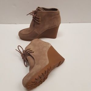 Women's Tan Wedge Ankle Boots